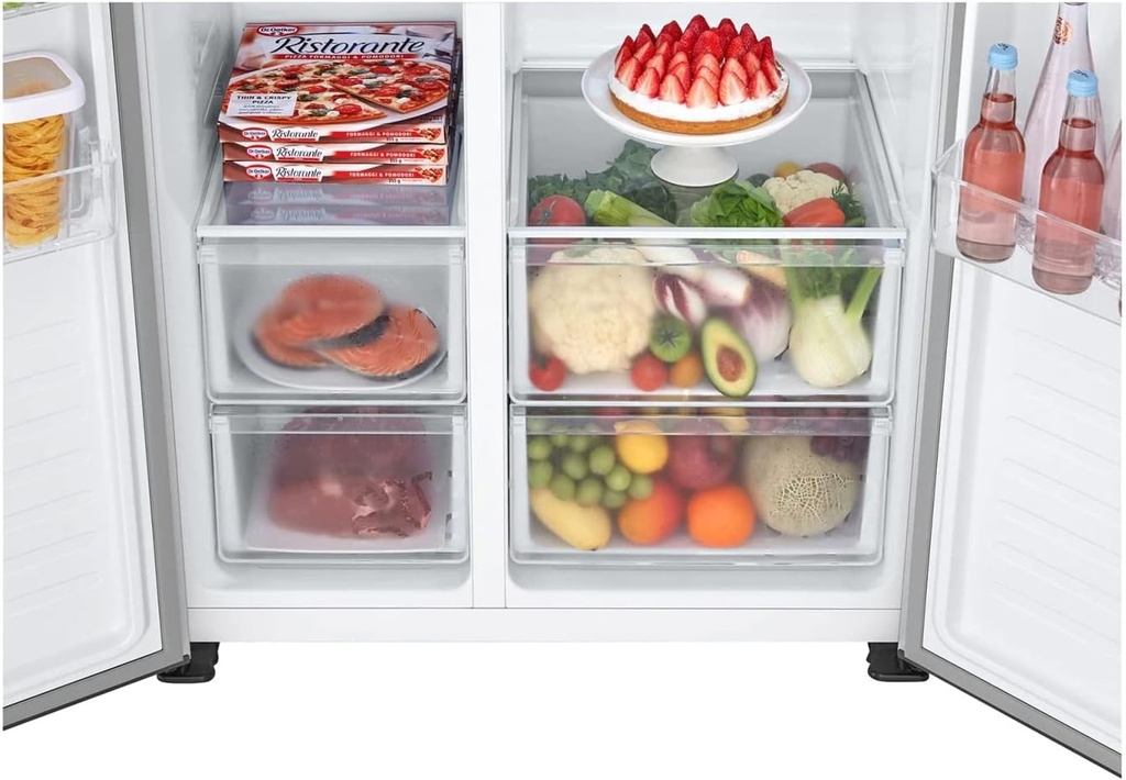 ثلاجة نوفروست ال جي بموتور انفرتر، 519 لتر، فضي - GCFB507PQAM