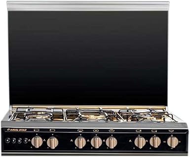 بوتاجاز غاز من تكنو فاير  اسود 60 × 80 سطح ستانلس ستيل 5 شعلات TF-15-BBCF