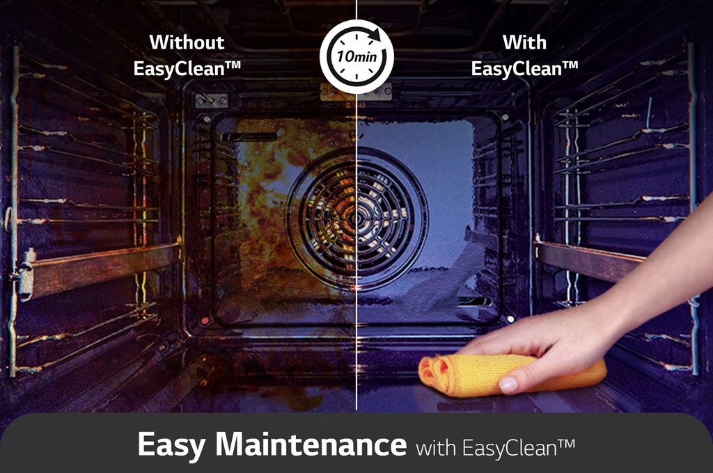 فرن بلت ان كهرباء ال جي، بميزة اير فراي، 60 سم، 76 لتر، اسود وفضي - WSED7613S.BSTZEEC