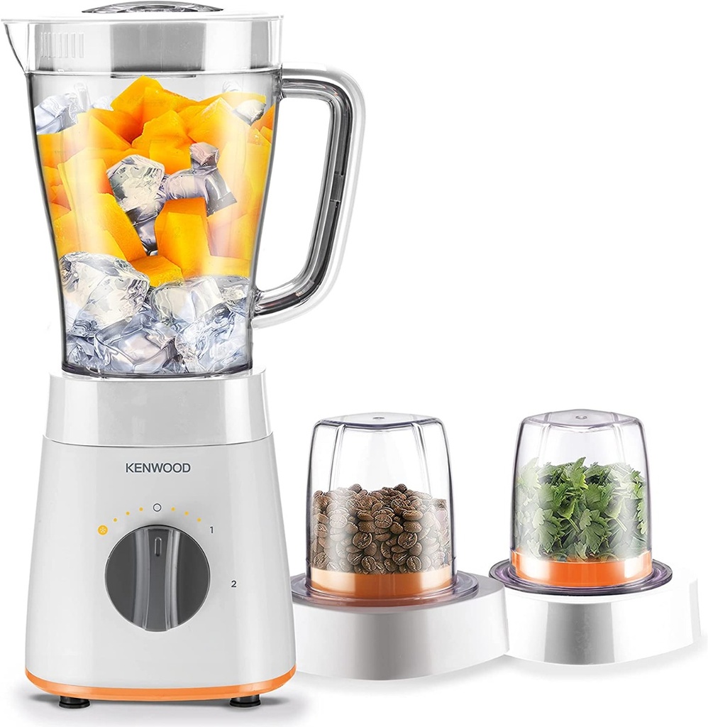 خلاط كينوود بـ 2 مطحنة، 500 وات، 1.5 لتر، ابيض - BLP15.360WH