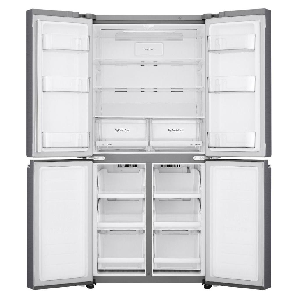 ثلاجة نوفروست ال جي بموتور انفرتر، 530 لتر، فضي - GC-B22FFLZB