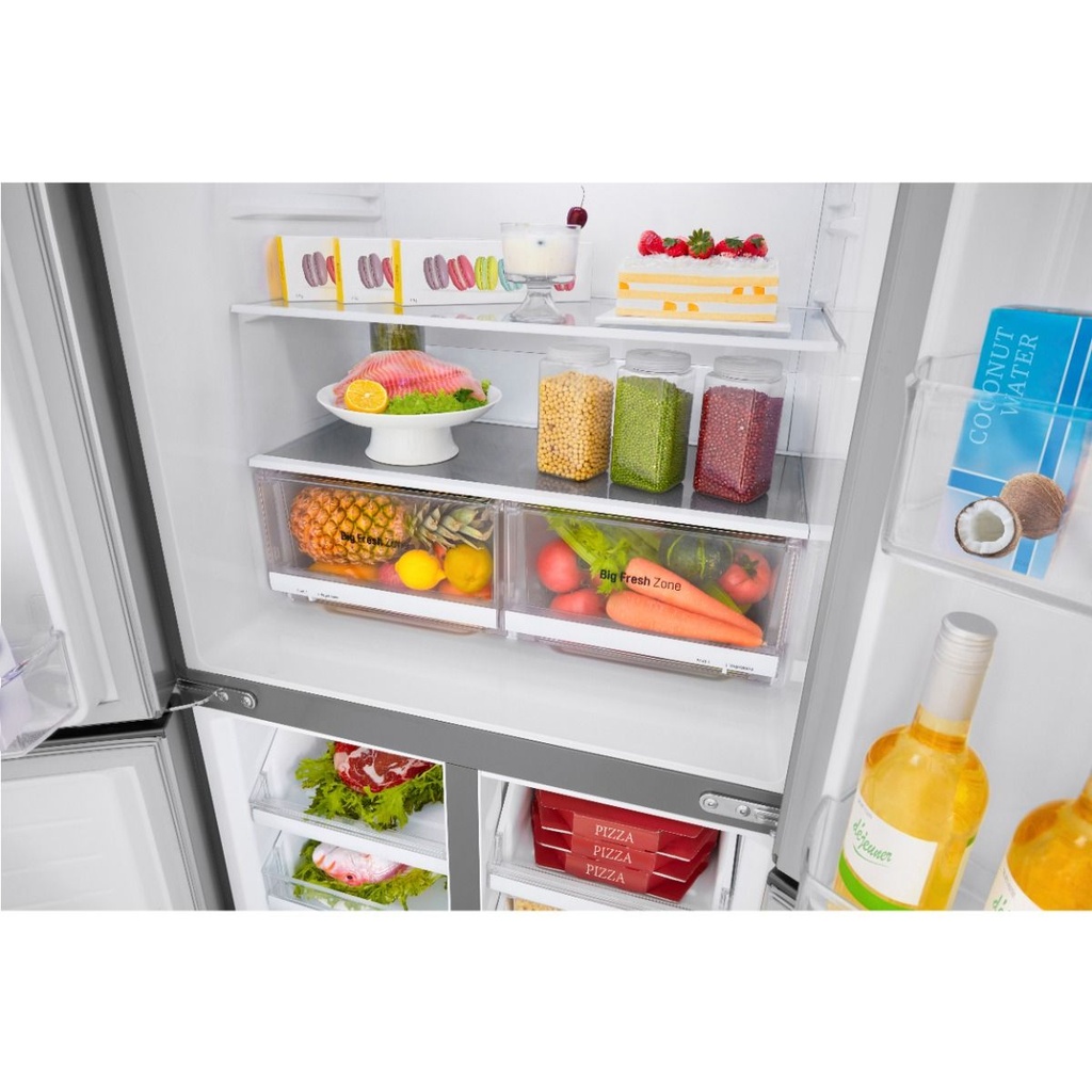 ثلاجة نوفروست ال جي بموتور انفرتر، 530 لتر، فضي - GC-B22FFLZB