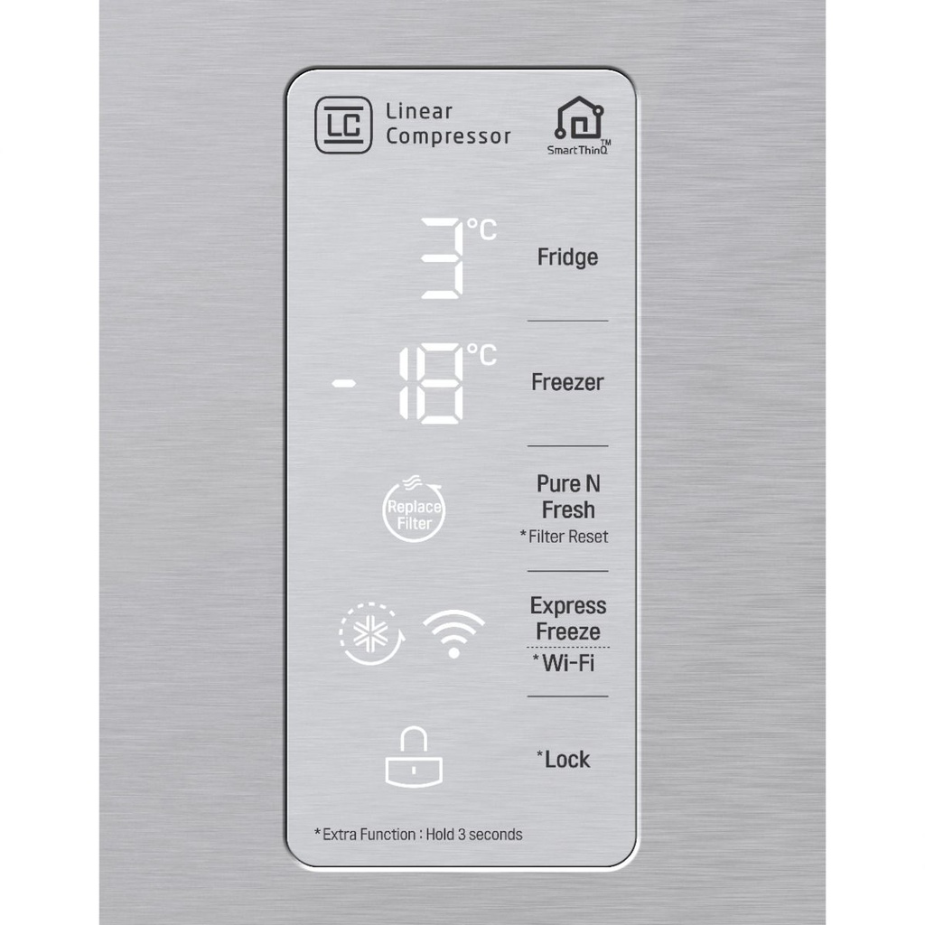 ثلاجة نوفروست ال جي بموتور انفرتر، 530 لتر، فضي - GC-B22FFLZB