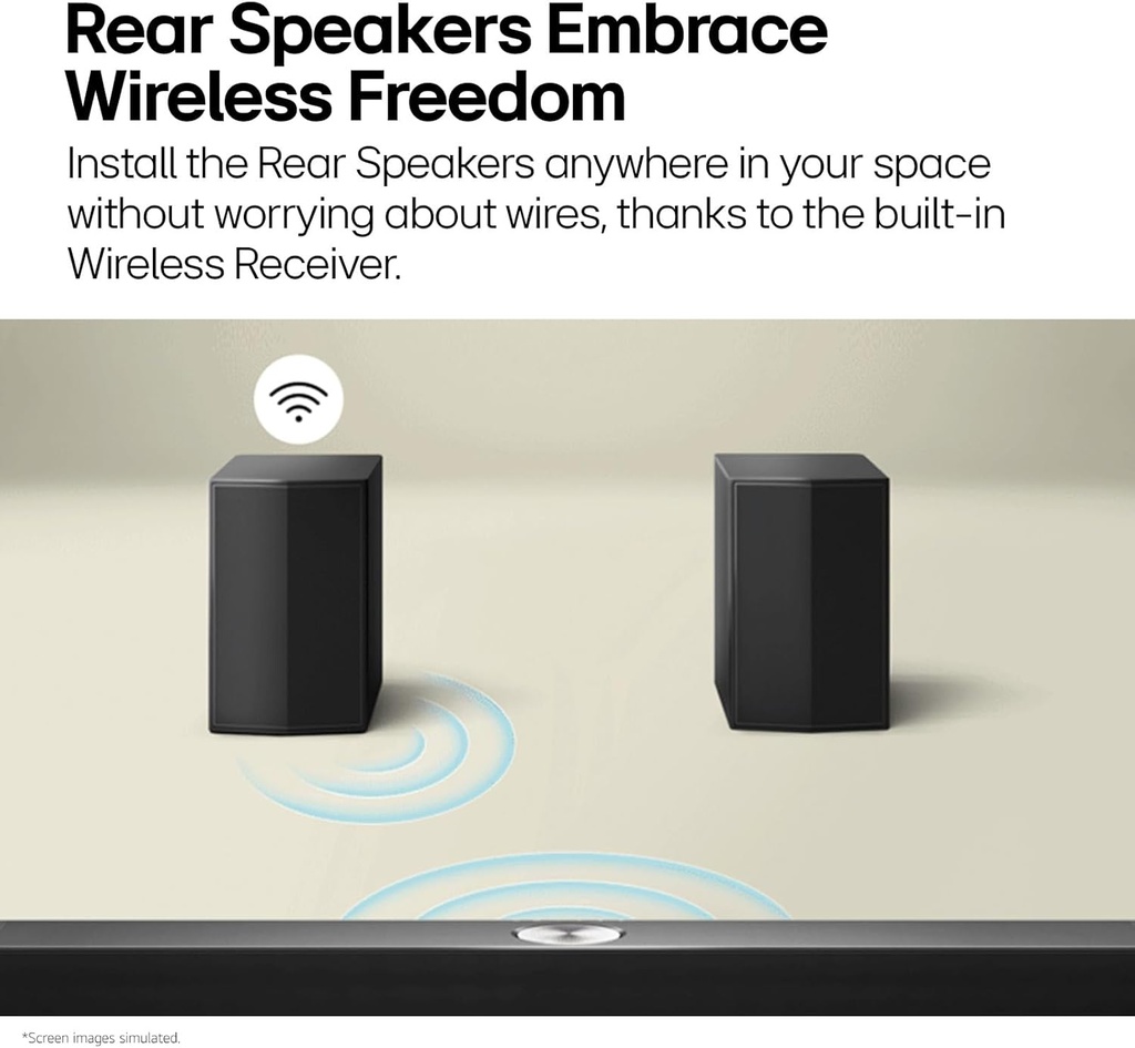 مكبر صوت ساوند بار ال جي، 5.1 قناة 600 وات دولبي ديجيتال، مكبر صوت ساوند بار للتلفزيون مع مضخم صوت لاسلكي ومكبر صوت خلفي لاسلكي، اتصال بصري HDMI، موديل S65TR