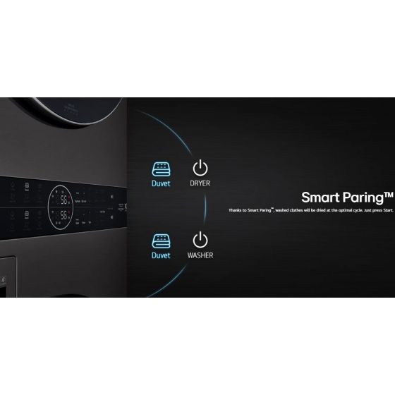 غسالة ملابس اوتوماتيك ال جي ووش تاور تحميل امامي، 21 كجم، موتور انفرتر، اسود - FWT2116BS