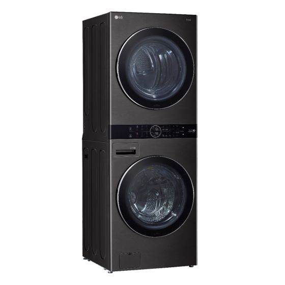 غسالة ملابس اوتوماتيك ال جي ووش تاور تحميل امامي، 21 كجم، موتور انفرتر، اسود - FWT2116BS