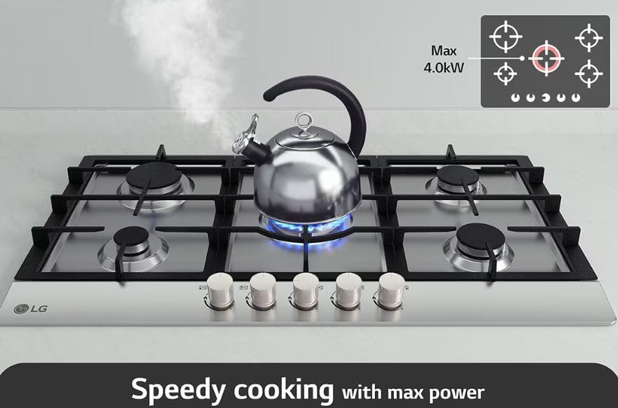 بوتجاز غاز 900 مدمج من ال جي، 5 شعلة، من الفولاذ المقاوم للصدأ