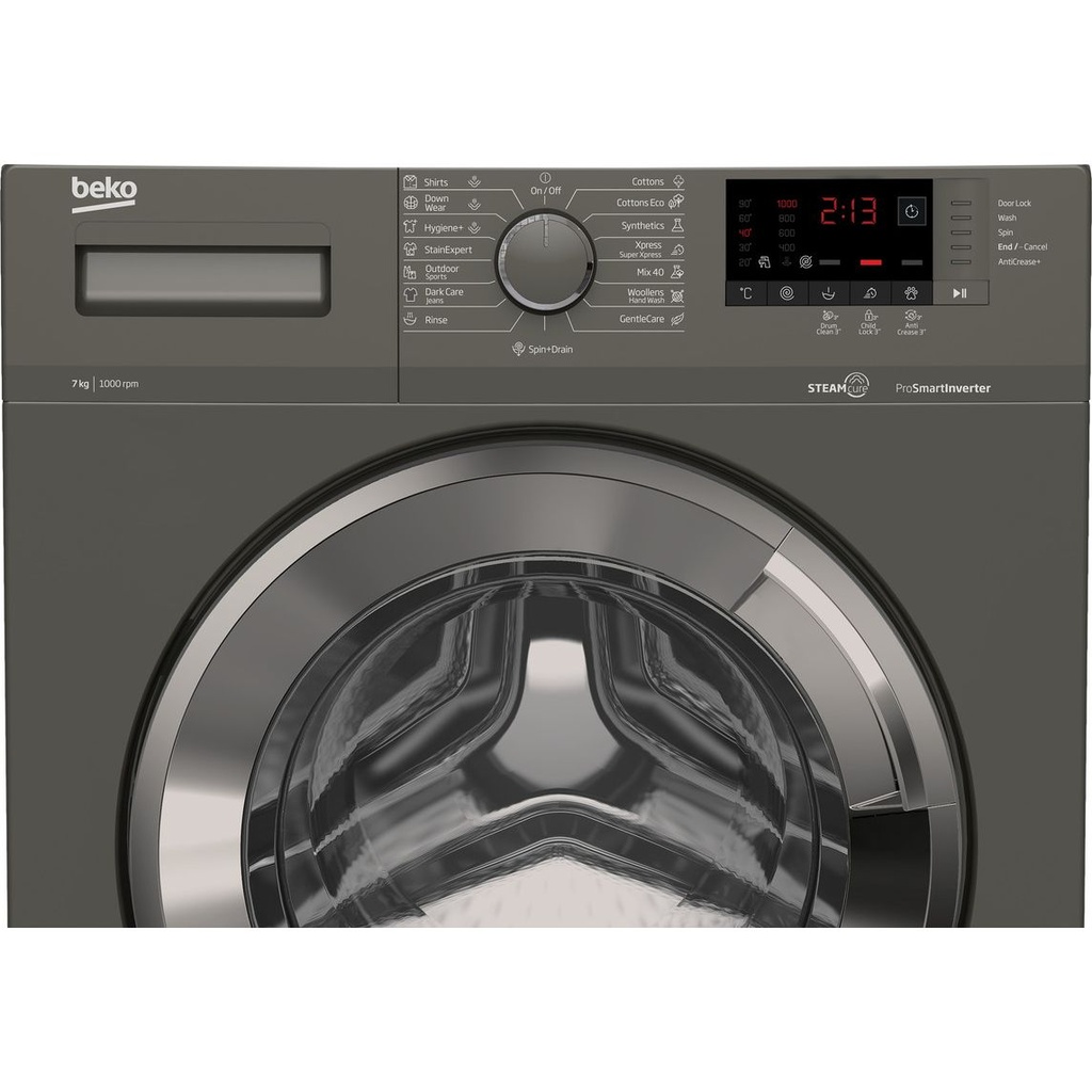 غسالة ملابس انفرتر بيكو، تحميل امامي، 7 كجم، رمادي - WTV 7512 XMCI2