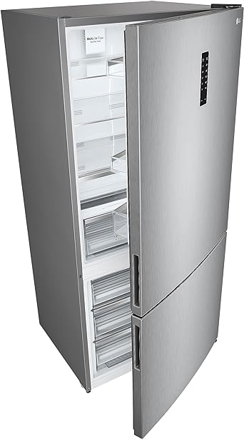 ثلاجة ال جي بسعة 588 لترًا وعرض 84 سم مع محرك مزود بمحول ذكي بلون رمادي لامع