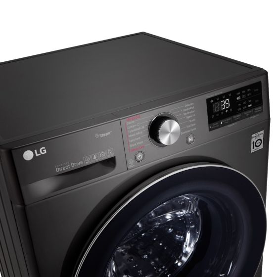 غسالة بخار مع مجفف من ال جي F4R5VGG2E، 9 كيلوجرام - اسود ستيل