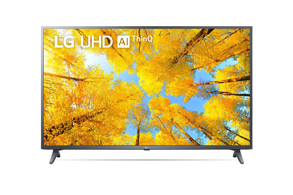 تلفزيون فائق الوضوح (UHD) من إل جي بدقة 4K مقاس 55 بوصة من السلسلة UQ7500، مع HDR (النطاق الديناميكي العالي) النشط 4K لتصميمات شاشة السينما وتقنية AI ThinQ للتلفزيون الذكي بنظام التشغيل WebOS