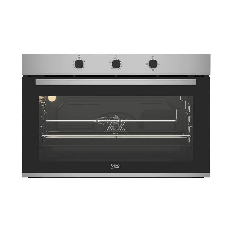 Beko gas oven with built-in grill, 2 fans, size 90 cm, model BBWHT12104BS, black