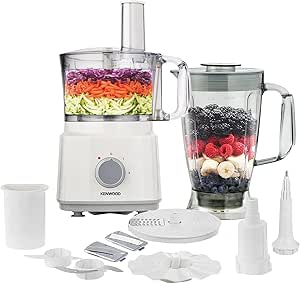 Kenwood Food Processor 750W Multi-Functional with 3 Interchangeable Disks, Blender, Whisk, Dough Maker FDP03 White International warranty