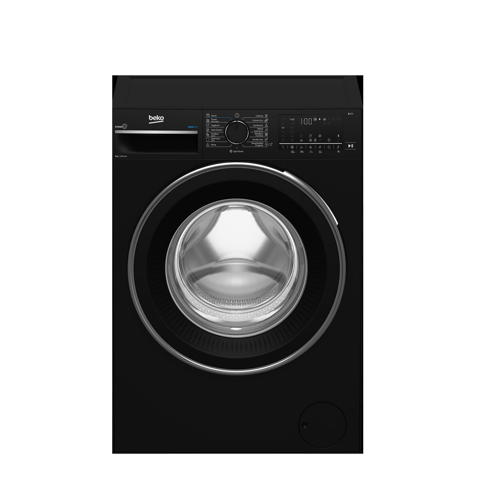 Beko Automatic Front Loading Washing Machine, 9 Kg, Inverter Motor, Black - B3WFU50940BCI