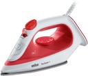 Braun TexStyle 1 SI1019RD, Steam Iron, Non-Stick Coating, Thermostat, 25g/min in Turbo Mode, 220ml Water Tank, 1900W, Red/White