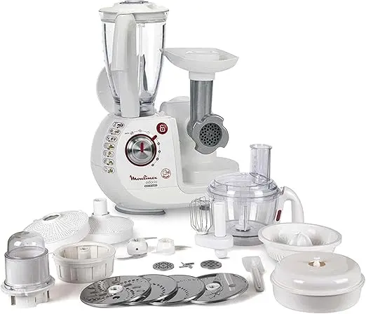 محضر طعام مولينكس  اوداسيو 1000 واط، عصر + فرم + مزج لون ابيض بلاستيك FP7371BA دولى