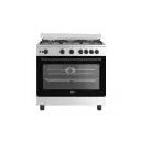 5-burner 90cm stainless steel gas cooker with cast iron pan supports, cooling and cooking fans - full safety features by Beko BGGR 11125 GB