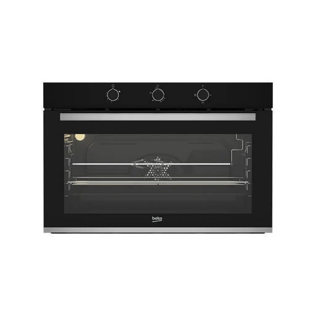 Beko Built-in Gas Oven 90cm – Gas Safety, Cooling Fan, Cooking Fan, Built-in Electronic Ignition, Black, Grill with Closed Door BBWHT12106BS