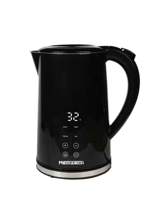 غلاية زجاجية رقمية سعة 1.7 لتر بيوركس مع شاشة عرض لاختيار درجة الحرارة MT-KDP005 من ميديا تيك 